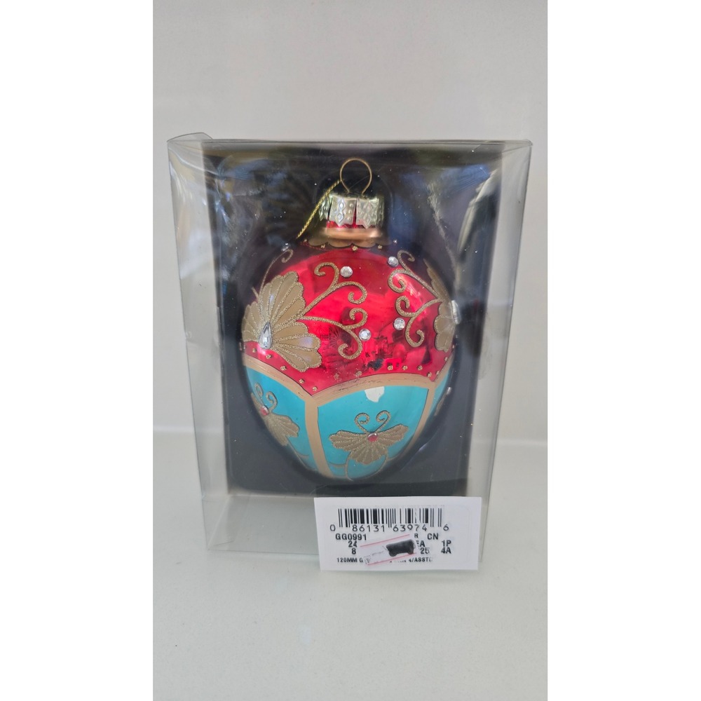 Kurt S. Adler European Style Glass Ornament Red Turquoise Gold GG0991 New